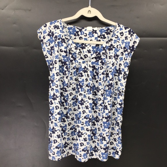 GAP Tops - GAP black & blue floral prink tie front popover top preppy classic coastal M